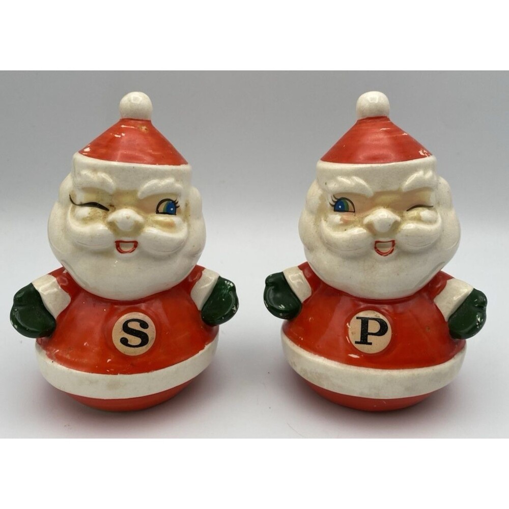 Vintage Holt Howard HH Christmas Winking Santa Salt & Pepper Shakers 1961 Japan